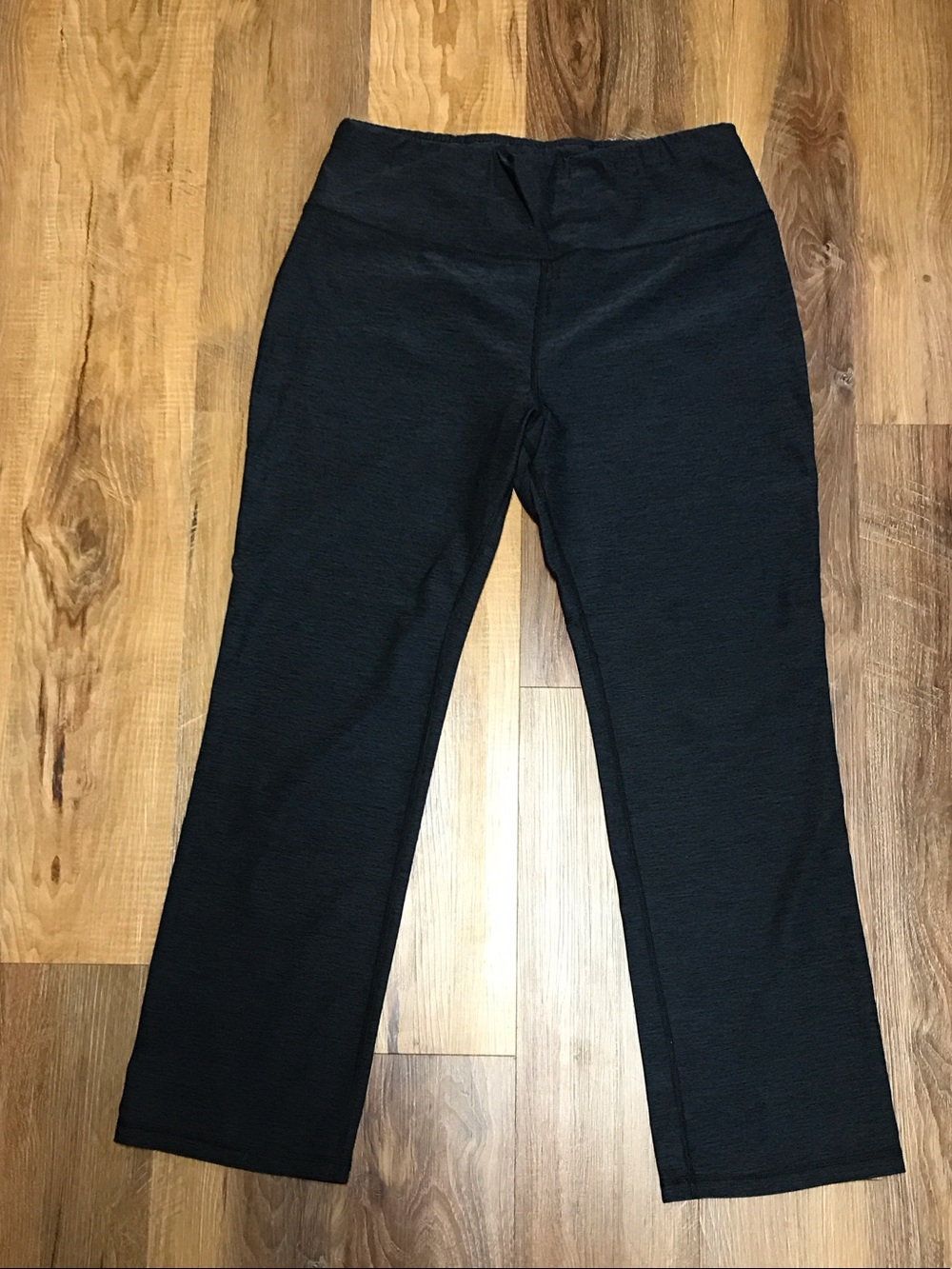 Heather Dark Grey Textured Stretch Yoga Pants